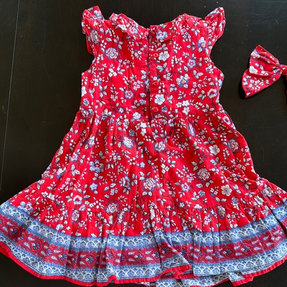 Janie and Jack Red Floral Dress with Bow size 4T - Picture 3 of 4